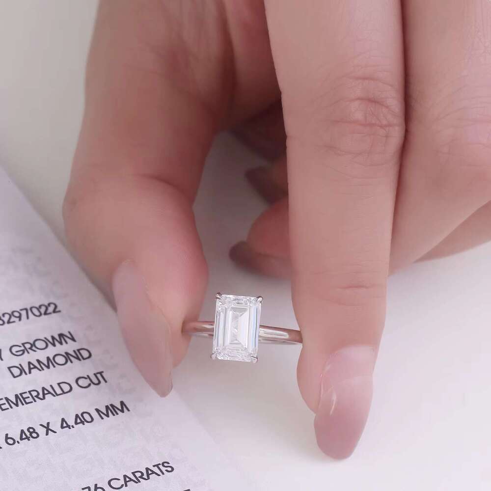 Provence Gem IGI 3.0CT E VS1 Emerald Cut Lab Dia Engagement ring silver for Women white cubic zirconia real gold zircon gemstone rings