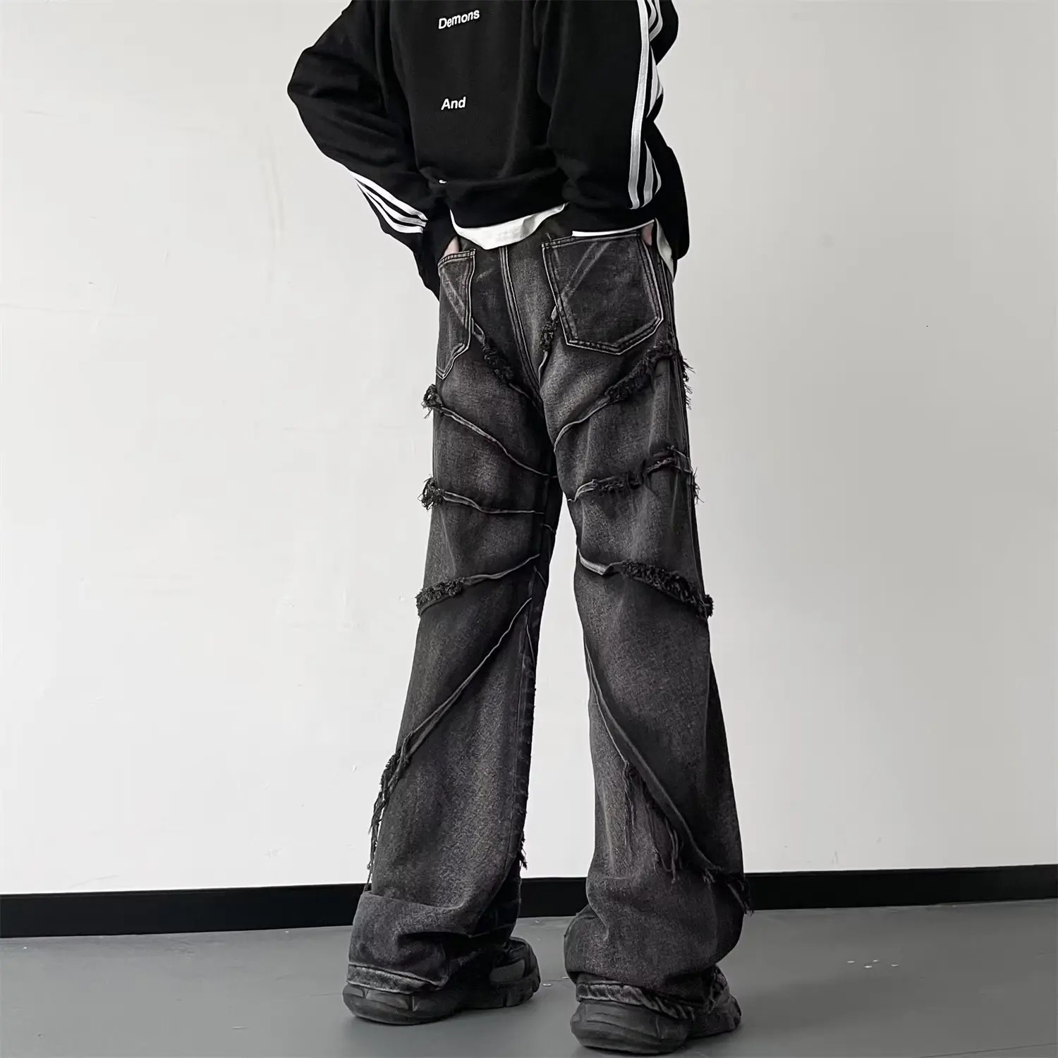 Street clothing luggage jeans Y2K hip-hop retro luggage jeans mens jeans wide leg oversized denim pants mens jeans 250423