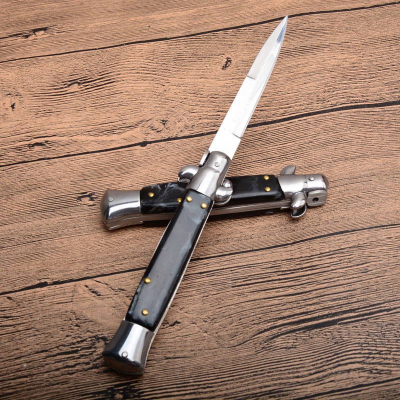 3Models 9'' Inch Stiletto Mafia Knife 3.77'' 440C Blade, Acrylic Handles