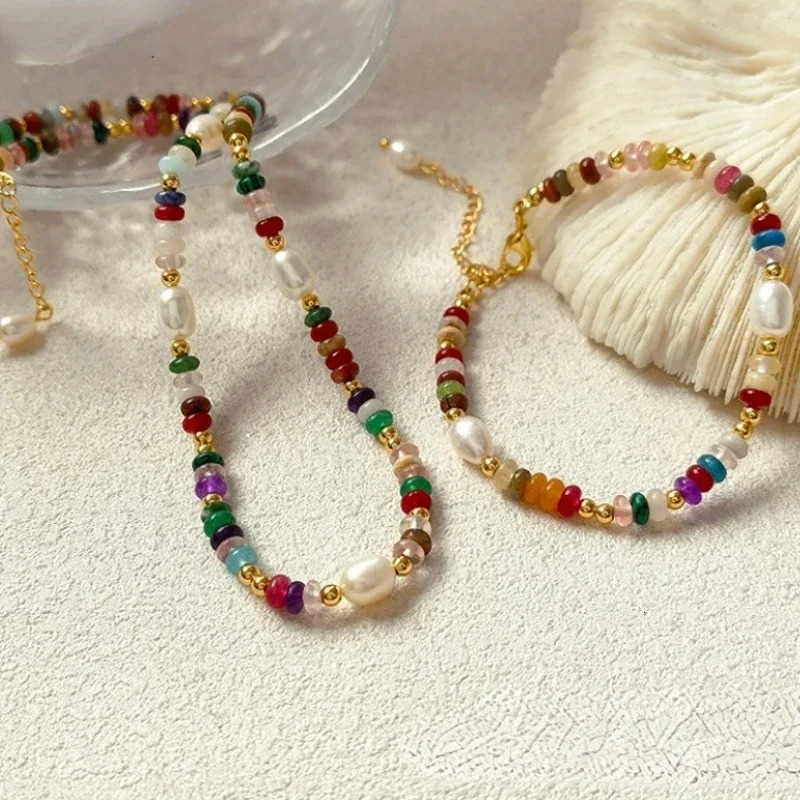 Fashion Jewelry Sweet Set Bracelet Spring/Summer Style Colorful Bead Necklace Suitable for Women Beautiful Gift Direct 250428