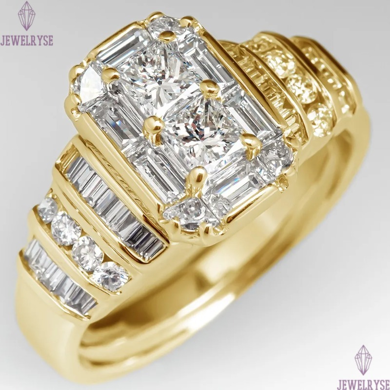 Wedding Rings Luxury Jewelry 925 Sterling Silver T Princess Cut White Topaz CZ Diamond Gemstones Party Eternity Women Engagement Band Ring Gift