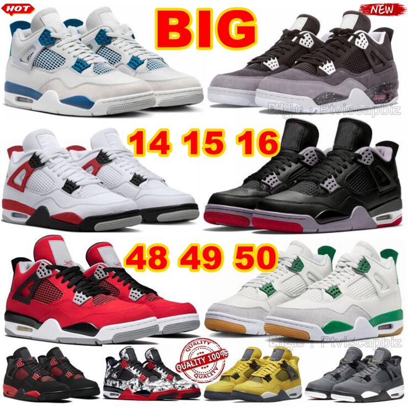 Big Plus Size US 14 15 16 Basketball Shoes Fear Navy Military Blue Bred Red Cement White Thunder Yellow Wet Pine Green Craft Photon Dust Medium Olive Oreo Sneakers
