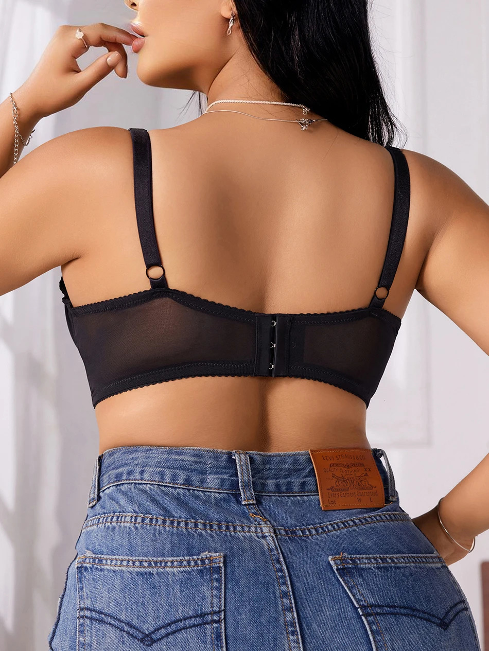Womens plus size underwear half cup gathering push up button lace cross n suitable for women XLXXXL MR2895 250430