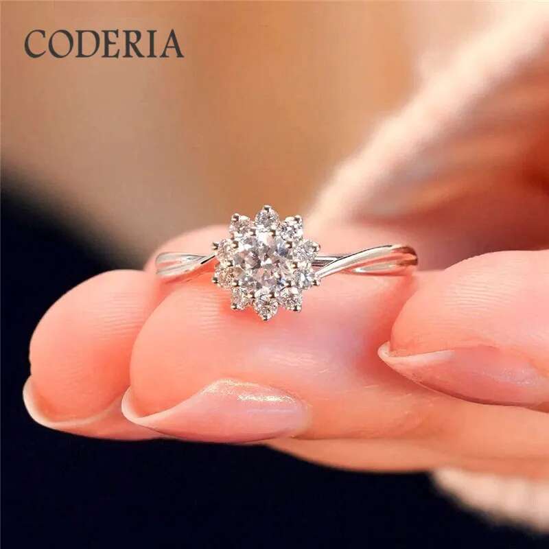 NEW Moissanite 0.5 CT Classic Six Claw Ring Womens 925 Sterling Silver Fashion Jewelry Pass Diamond Test Luxury Rings