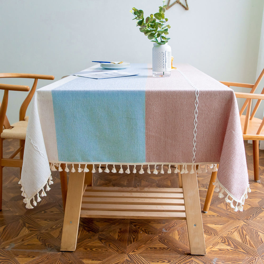 W04 modern simple tablecloth imitation cotton and linen fabric home tablecloth ins coffee table mat picnic mat home tablecloth