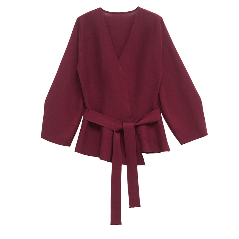2025 Summer New Women's Clothing Design with Belt Knitted Long Sleeve Suit Coat Solid Color Versatile