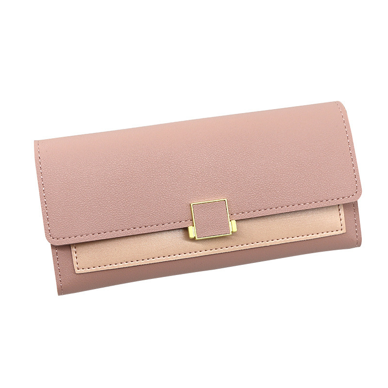 Designer Wallet New Combination Leather Solid Color Simple Long Three Fold Women S Checkered Hand Bag Zero Wallet Clip Luxury Wallet Key Pouch
