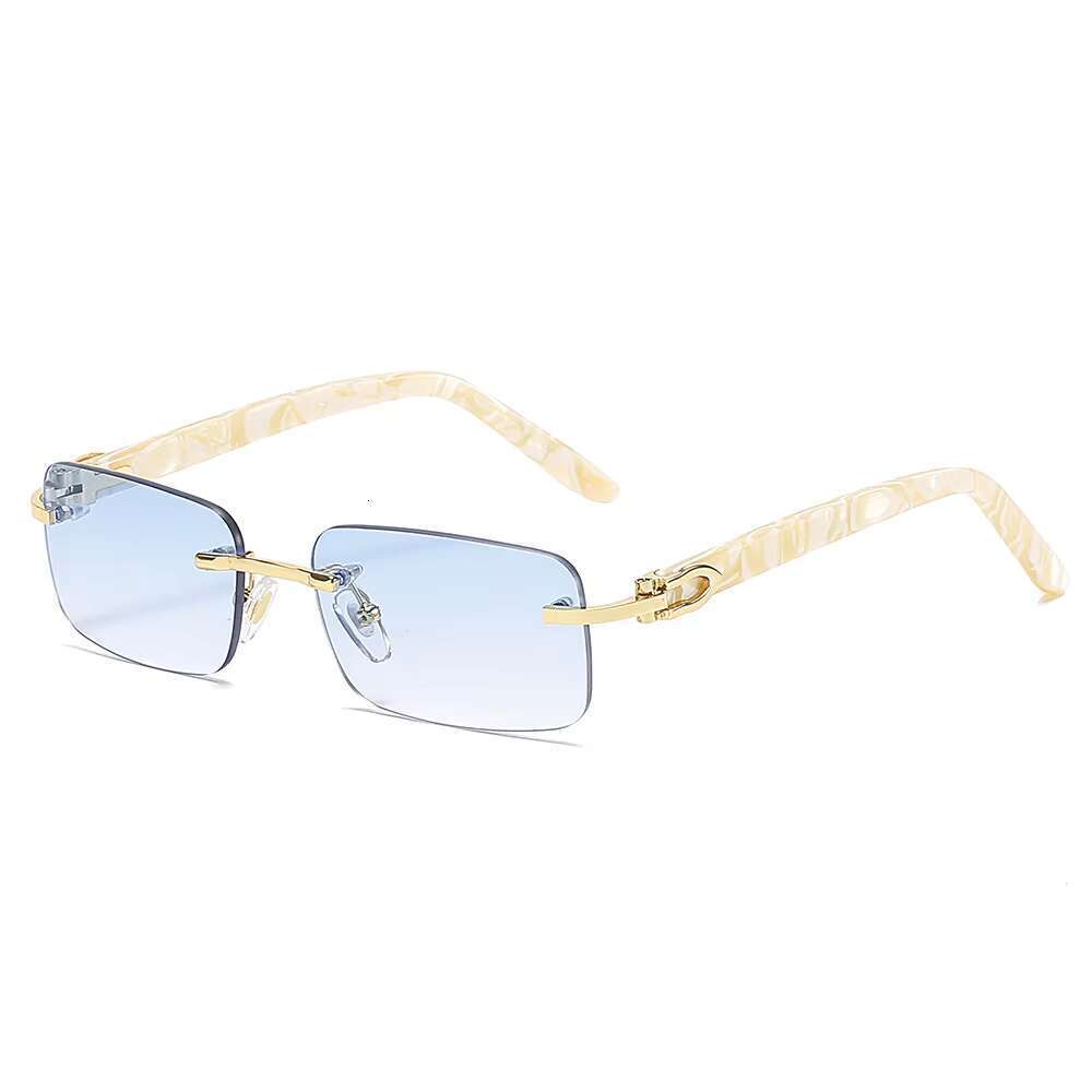 Luxury brand designer square fashion transparent frameless sunglasses for women and men 2025