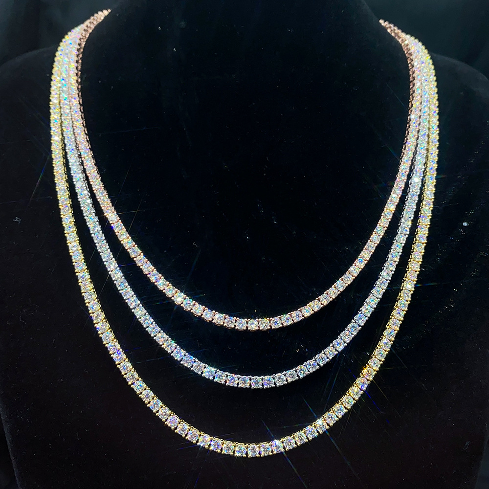 Fashion hip-hop necklace tennis chain for both men and women 4mmGRA certificate single-row Mosanite necklace bracelet Free shipping