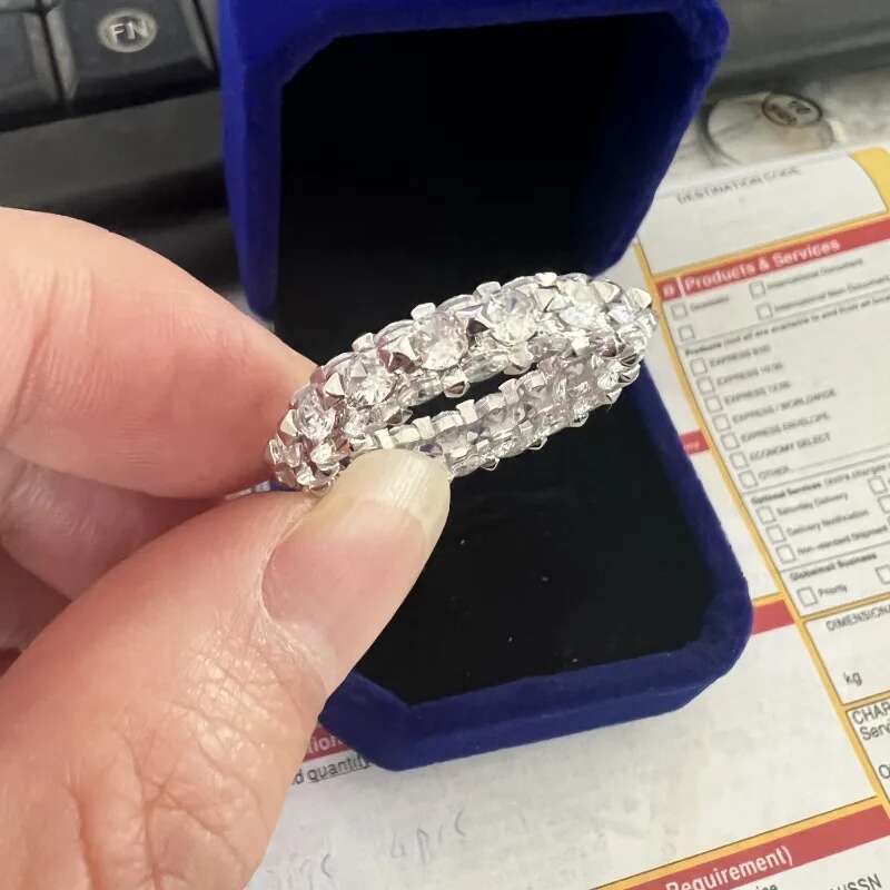 Eternity Lab Diamond Ring 925 sterling silver Jewelry Engagement Wedding band Rings for Women Bridal Fine Party Gift