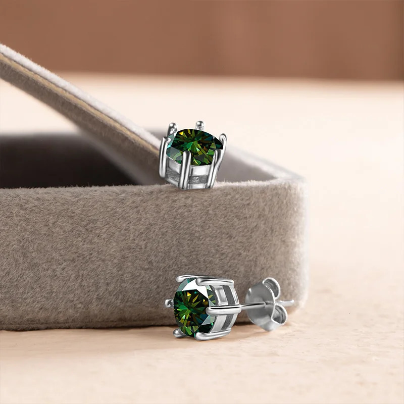 D Color Earring blue green gemstone S925 Sterling Sliver Plated Women Man Sparkling Fine Jewelry Gift 250420