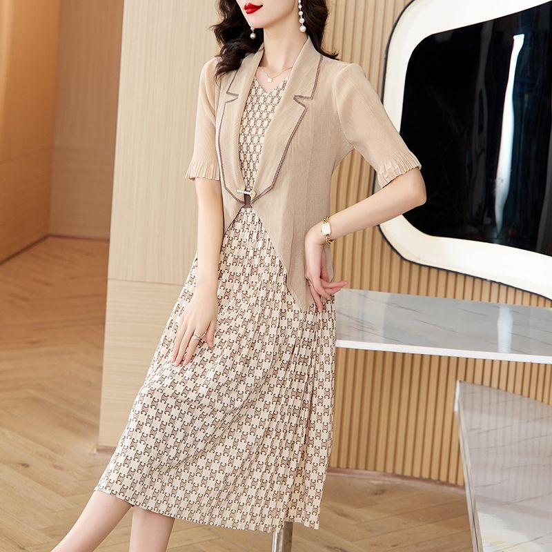 Korean style large size women's new plaid slim loose dress summer suit D02322