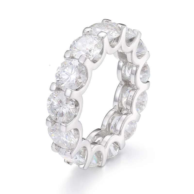 Full Moissanite 5MM Unisex Rings S925 Sterling Silver High Quality Exquisite Elegant Ring for Women Men
