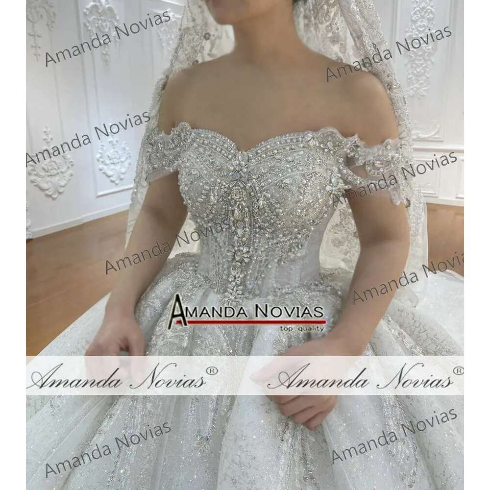 Customized Ns4923 Off The Shoulder Straps Beading Wedding Dress Real Photos 2025