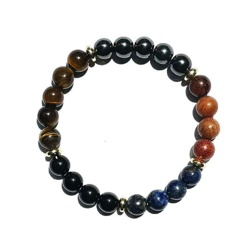 Temu Xiyin TK bracelet with tiger's eye, obsidian, lapis lazuli, chalcopyrite