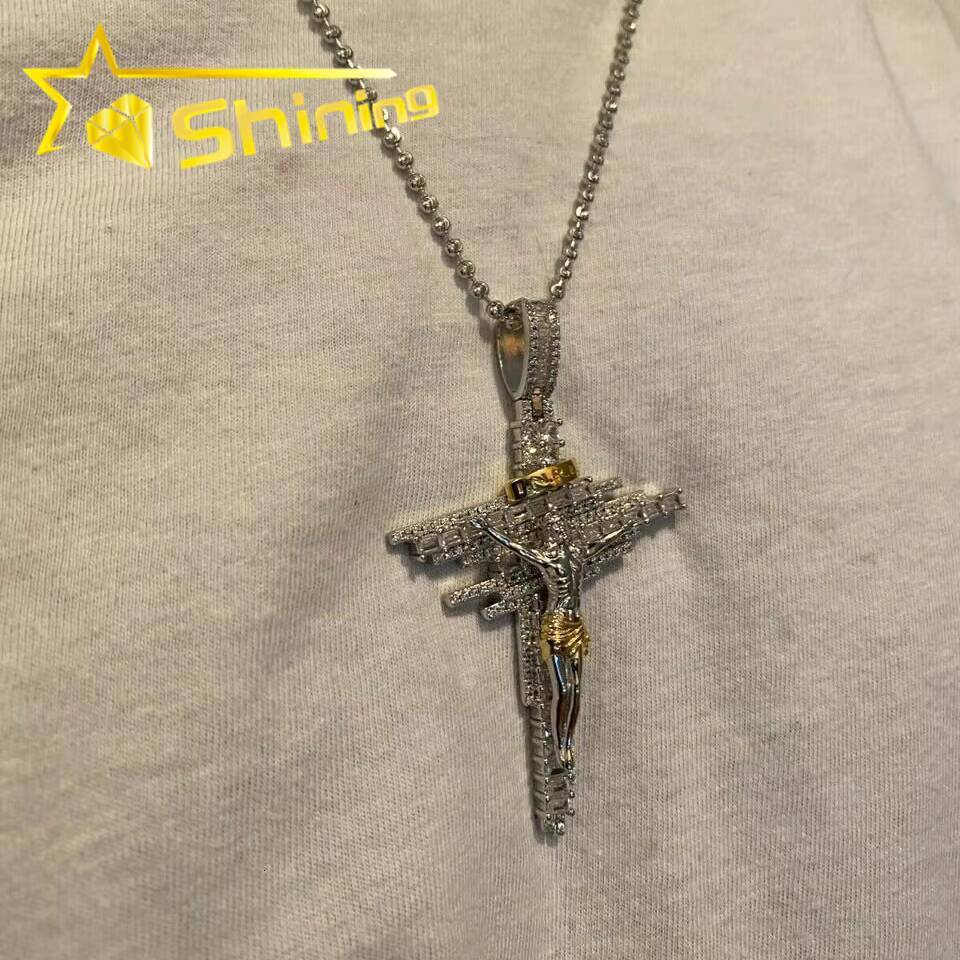 Fashion Jewelry Moissanite Jesus Pendant 925 Silver Gold Plated VVS Moissanite Gra Certified Diamonds Pendant Silver Jewelry