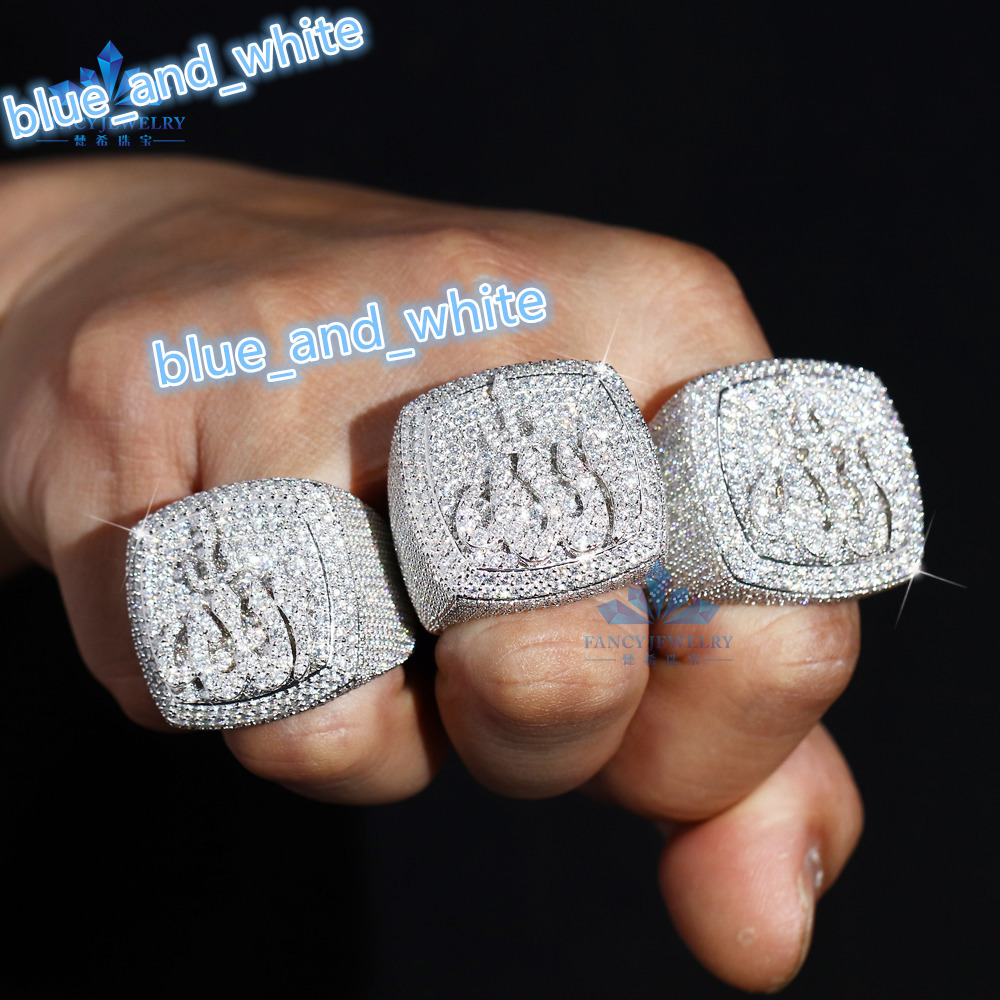 2025 New Design Buss Down GRA Certificates Religious 925 Sterling Silver VVS Moissanite Diamond Hip Hop Iced Out Allah Ring Men