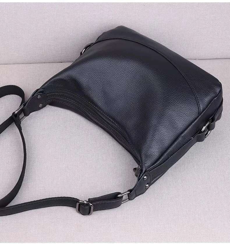 Fashion Women Cowhide Handbag Crossbody Bag Shoulder Bags Trend New Zipper Solid ColorHigh Quality Genuine Simple