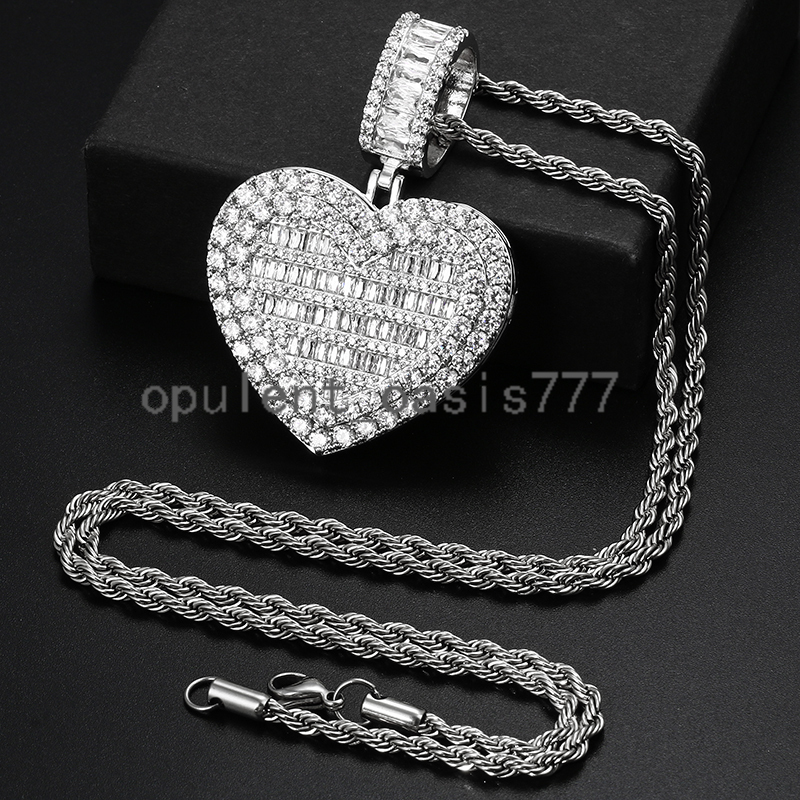 Fashion Gold Plated Openable Custom Photo Pendant Memory Jewelry Bling Love Heart Shape Chain Necklace for Men Women