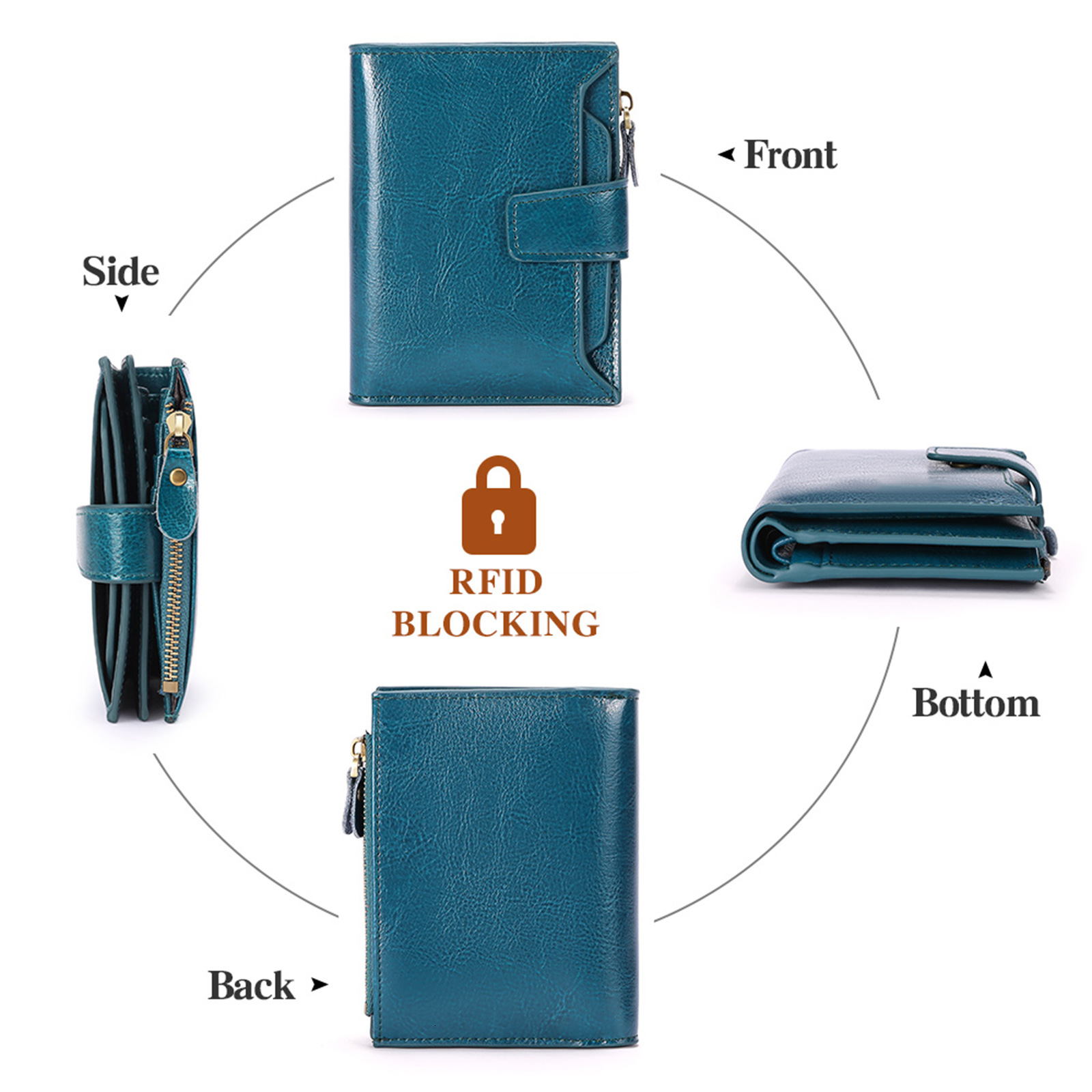 Designer Wallet Oil Wax Genuine Leather Short Multi Functional Zipper Women S Wallet Large Capacity Card Clip Zero Wallet Luxury Wallet Key Pouch