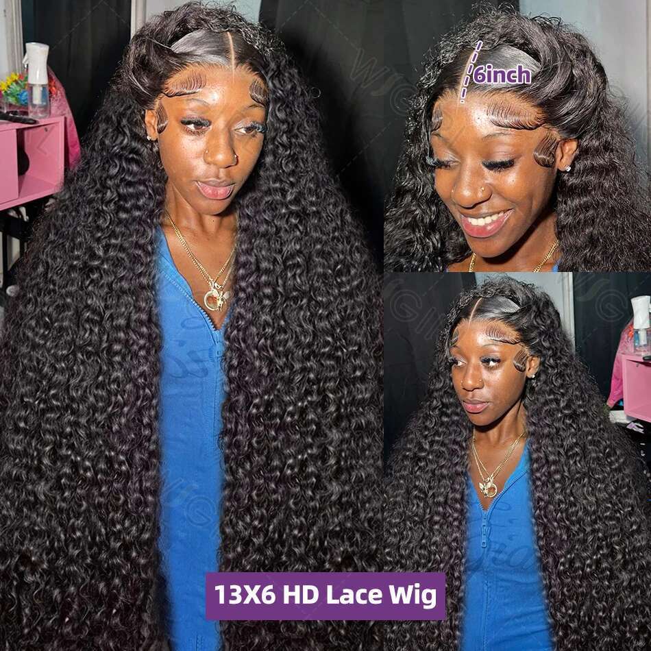 Deep Wave 13X6 HD Frontal Brazilian Curly Lace Front Human Hair 5X5 Closure Wig For Women