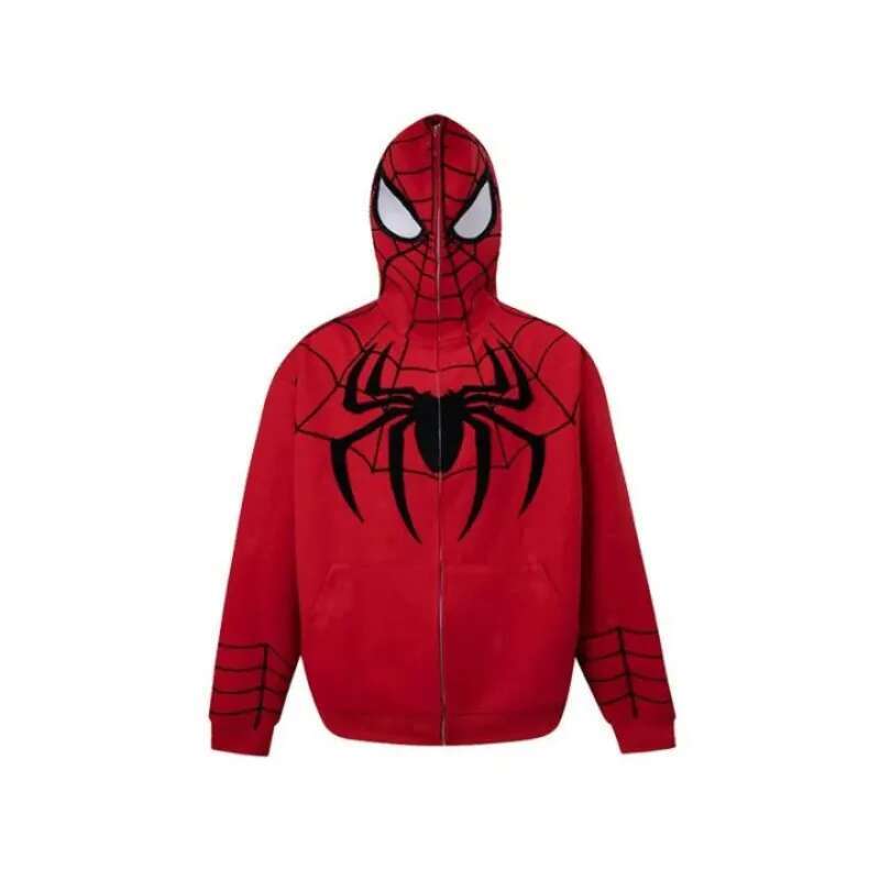 Y2k Emo Women Streetwear Hoodie Spider Web Red Zip Up Hoodies Grunge Oversized Sweatshirt Gothic Haruku Alt Jackets Clothes fashion clothing women