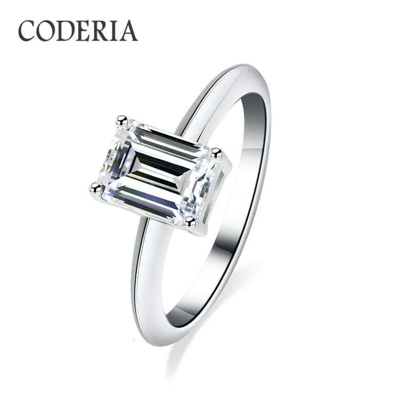 Certified Emerald Cut 2ct Moissanite Ring Brilliant D Color VVS1 Lab Diamond Wedding Engagement Rings Luxury Jewelry Gift