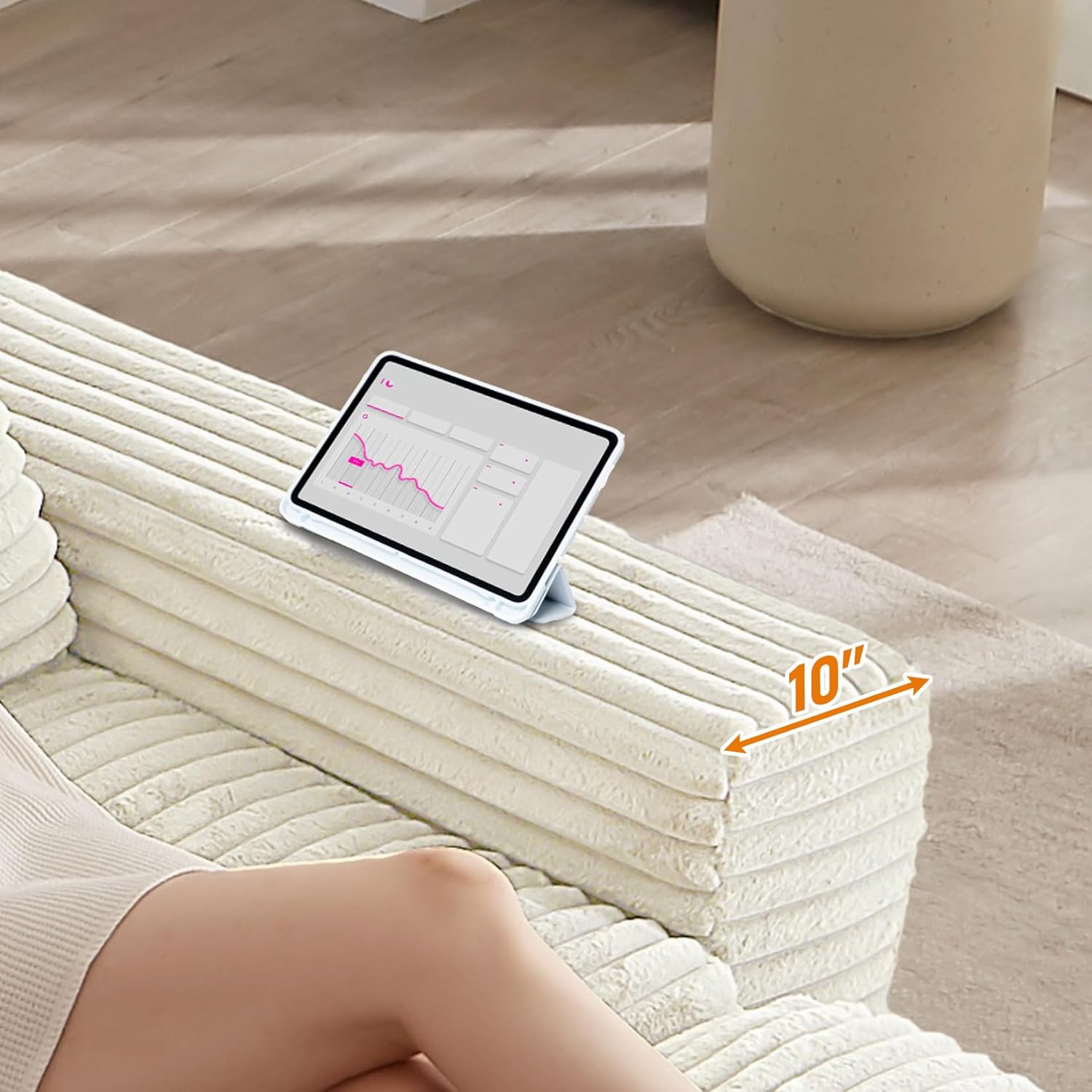 92'' Cloud Couch, Modular Sectional Sofa with Ottoman, Modern Convertible L Shaped Couches Upholstered Corduroy Boneless Couches for Living 