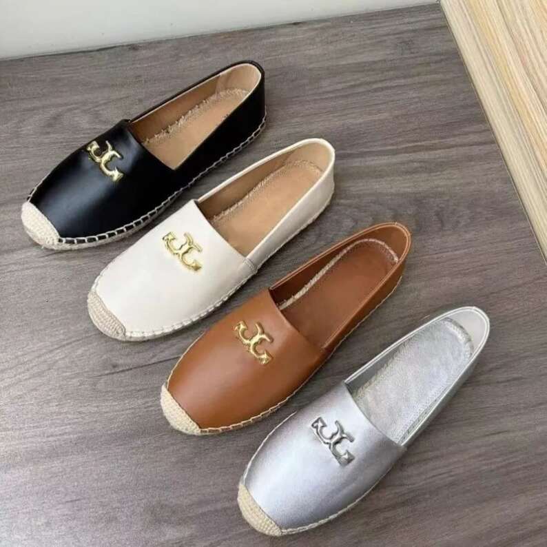 Black Ballet Flats designer clog mule Women Quilted Genuine Leather Slip on Luxury Ladies Dress Shoes platform canvas Fisherman shoe casual Loafers Summer slipper