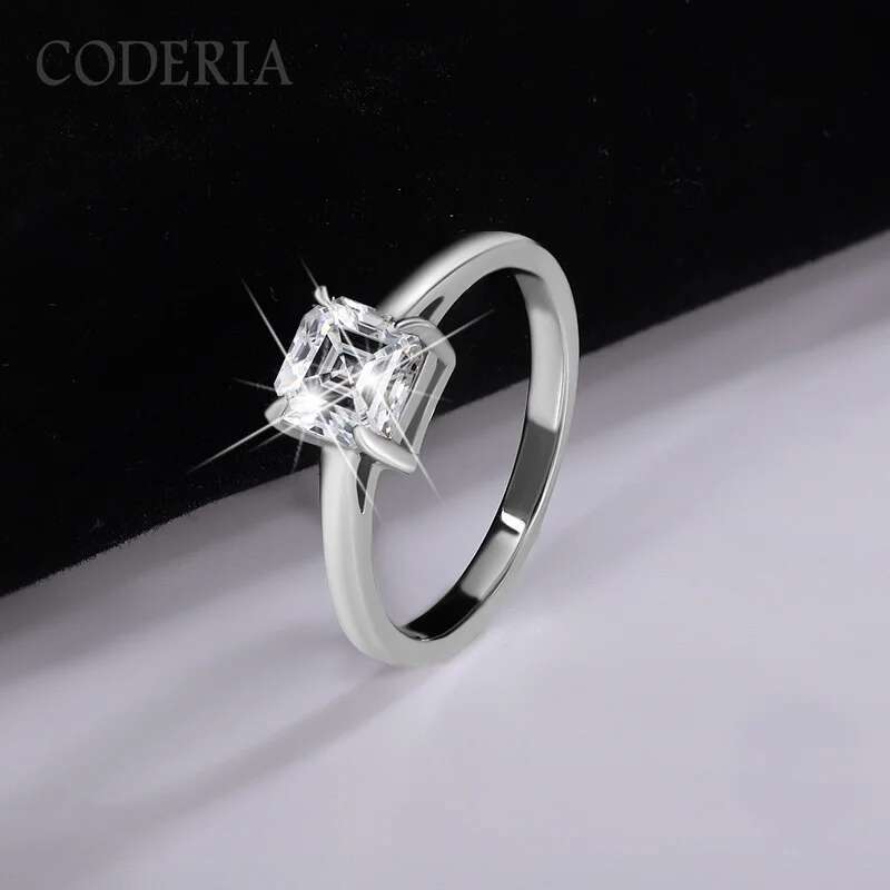 GRA Certified D Color 1CT Asch Cut Moissanite Wedding Ring for Women As Birthday Gift 925 Sterling Silver Luxury Rings Jewelry