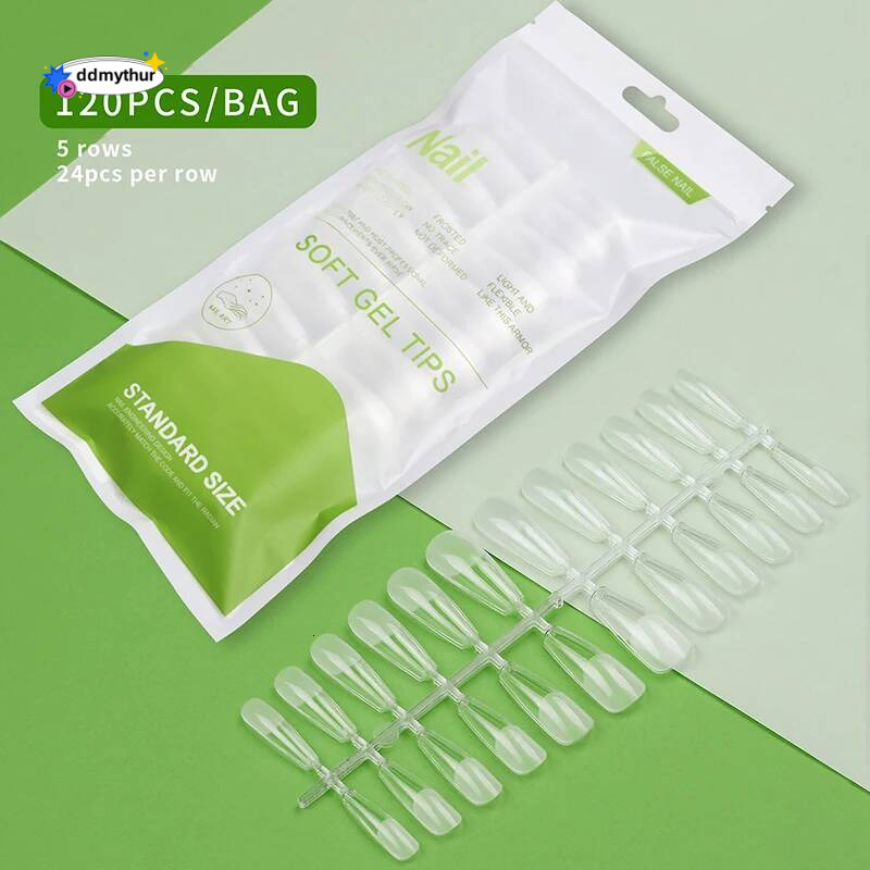 120pcs/bag Ballet False Nail Fully Transparent Acrylic Set Press on Nails Tips Mixed Size Faux Ongles Fantaisie ddmythur