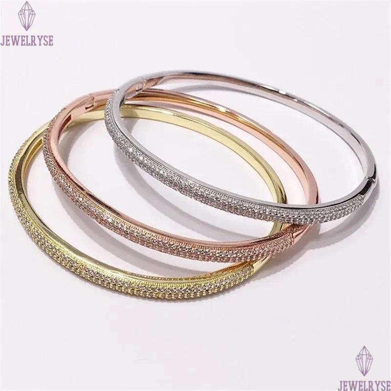 Choucong Brand Desgin Wedding Bangle Sparkling Luxury Jewelry 18K White Gold Fill Full White Sapphire Pave Zircon CZ Diamond Gemstones Women Bracelet 