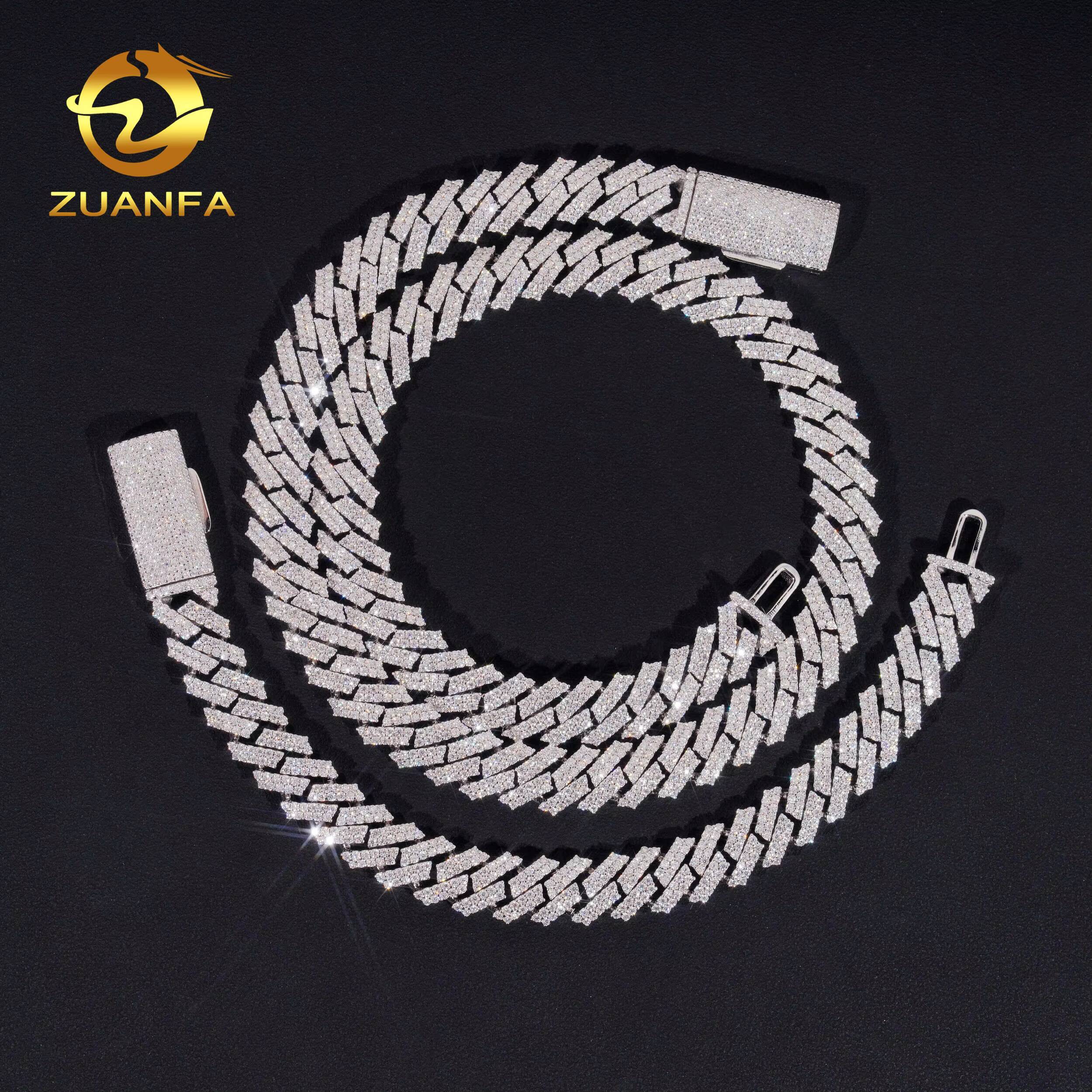 USA Local Stock Cuban Chain Moissanite Hip Hop Jewelry 12mm Diamond Cuban Link Chain 925 Silver Iced Out Cuban Bracelet for Men