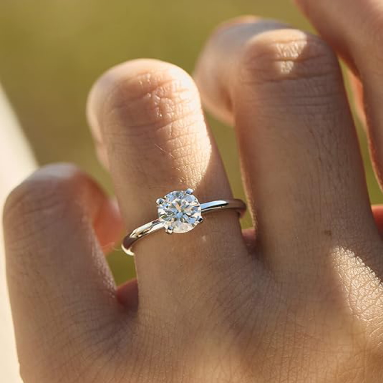 Moissanite Wedding Band Wedding Rings for Women 925 Sterling Silver Rings with 18K White Gold Plated Eternity Stackable Engagement Ring Anniversary