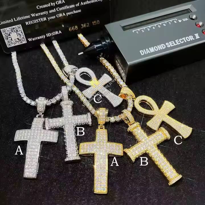 Super Cheap Moissanite Cross Pendant Fashion Ready to Ship Iced Out Pendant VVS Moissanite 925 Sterling Silver Pendant Charms