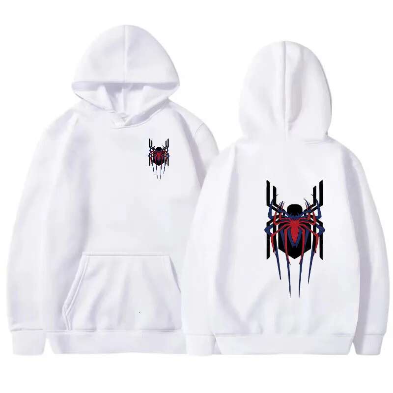 fashion New Street Fashion Deep Red Spider Print Sweatshirt Brushed Fleece Women's Casual Fun Loose Hoodie Men's Wear fashion clothing women