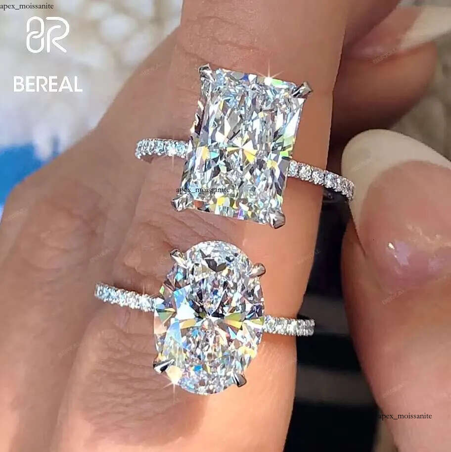 Wholesale 10K 14K 18K Vvs Moissanite Engagement Rings Women 925 Silver Diamond Emerald Radiant Oval Cut Gold Ring Jewelry 74