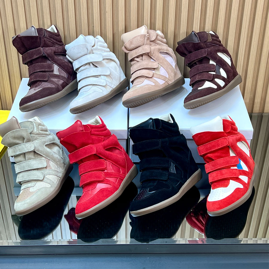 High Quality Genuine Leather Bekett Casual Suede High-top Wedge Sneakers Fashion Show Ankle Boots Platform Heel Tennis shoes Luxury designer trainers Casual shoes