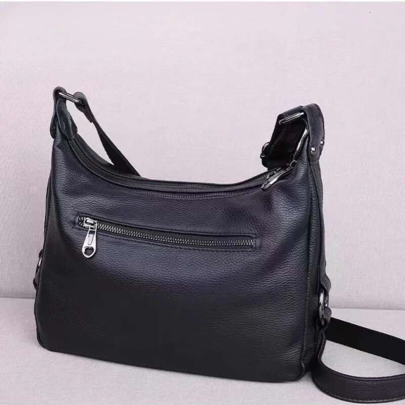 Fashion Women Cowhide Handbag Crossbody Bag Shoulder Bags Trend New Zipper Solid ColorHigh Quality Genuine Simple