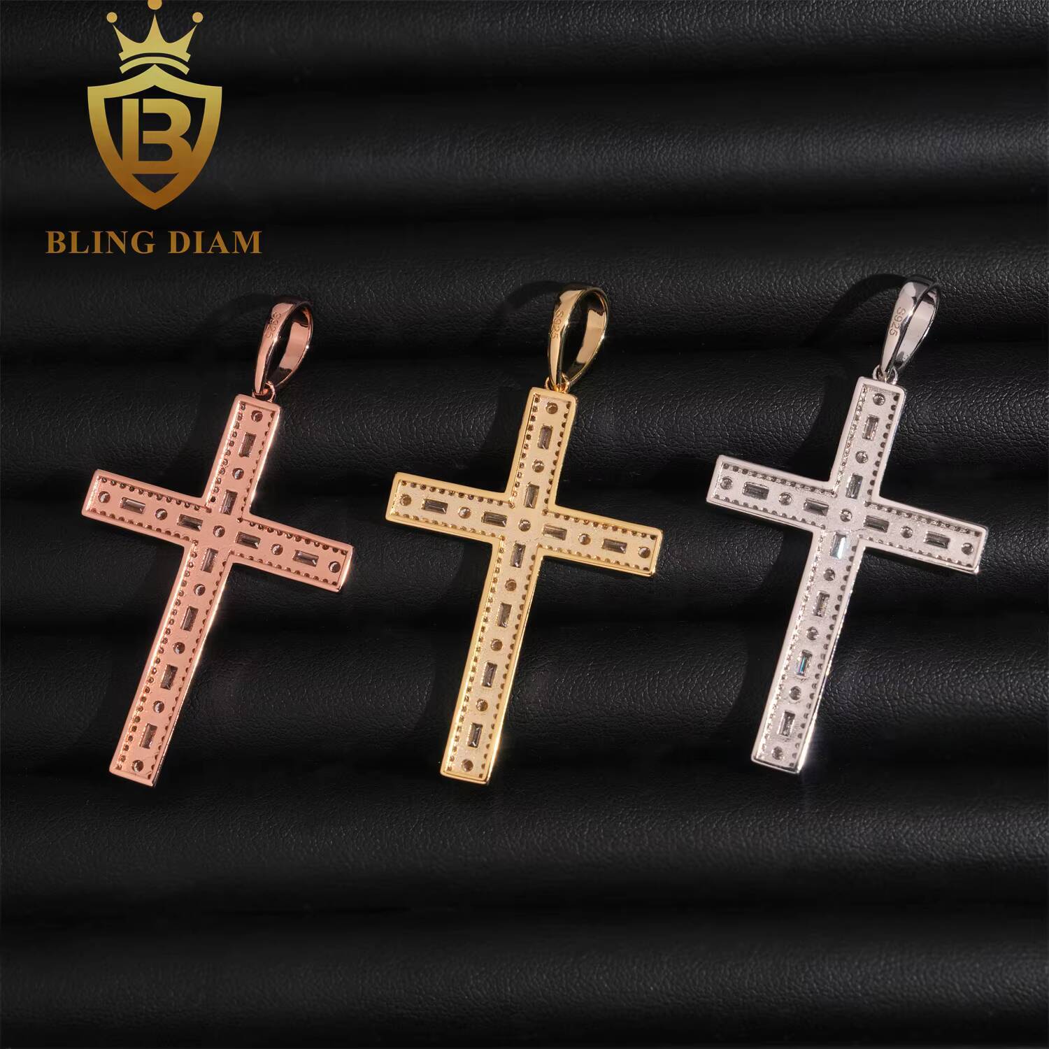 GRA Certified VVS Moissanite Diamond Pendant Cross Iced Out Cross Pendant Hip Hop 925 Silver Rapper Jewelry