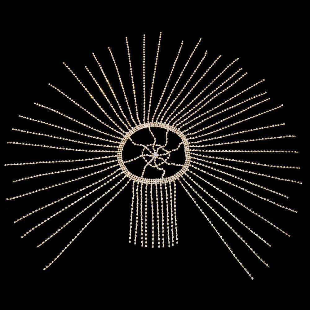 XSBODY Flash Long Tassel Hair Rhinestone Head Chain For Women Nightclub Crystal Headband Hat Bridal Headpiece Jewelry