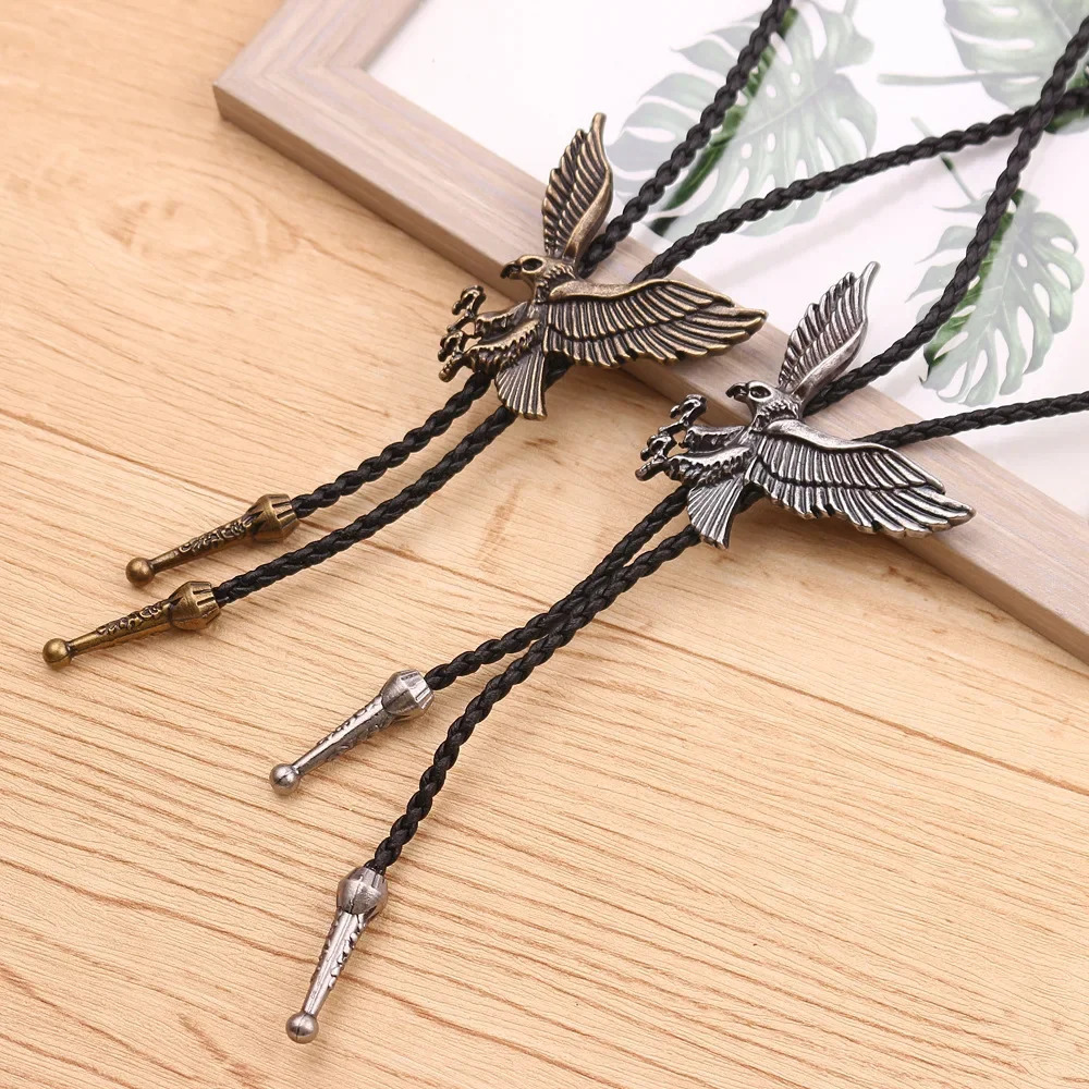 Fashion Bolo Tie Hand-knitted Leather Rope Long Sweater Chain Retro Camera Eagle Mask Necklace Wholesale Bow Tie 250430