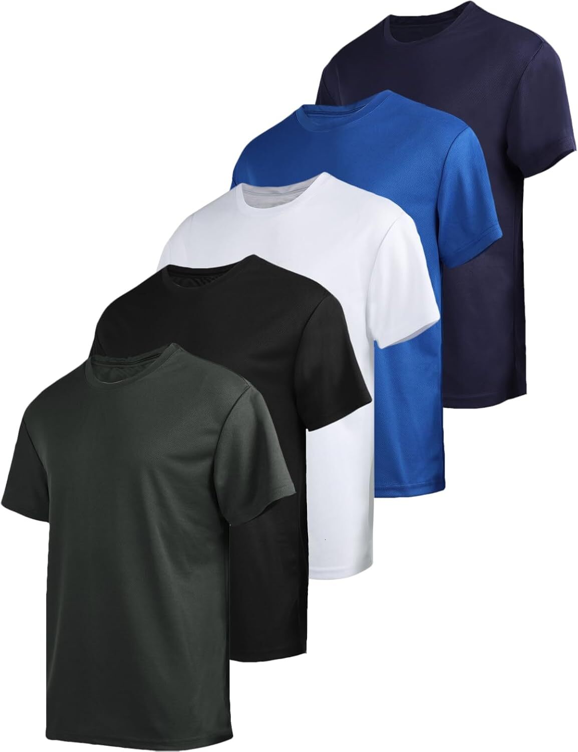 5 Pack Men's T-Shirts Short Sleeve Crew Neck Tops Mesh Dry Fit Athletic Tee Shirts for Gym Workout Running