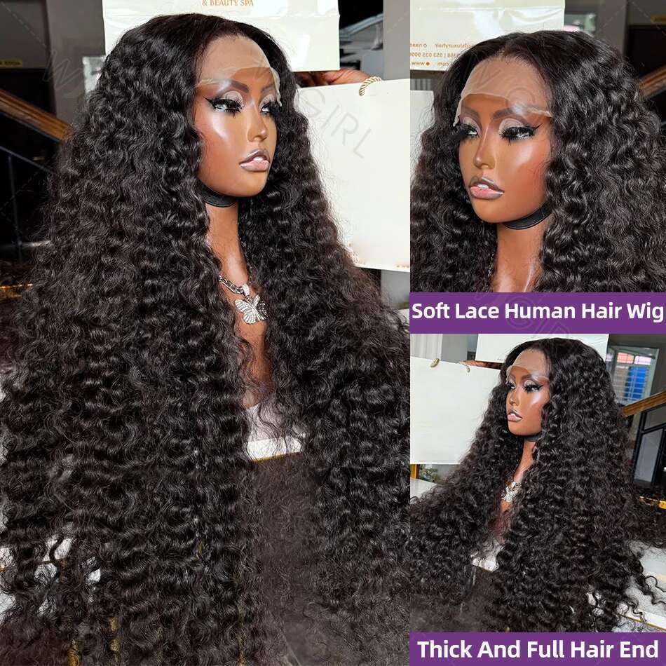 Deep Wave 13X6 HD Frontal Brazilian Curly Lace Front Human Hair 5X5 Closure Wig For Women