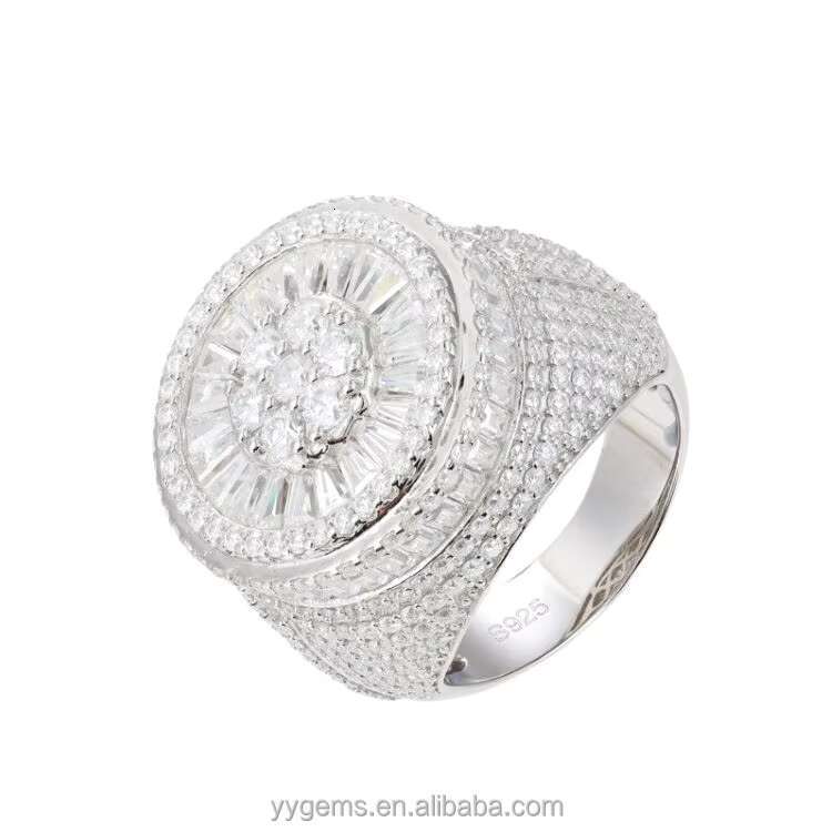 Hip Hop Jewelry Luxury Mossanite Cuban Ring for Men 925 Sterling Silver Rapper Ring VVS Lab Moissanite Diamond Cuban Ring