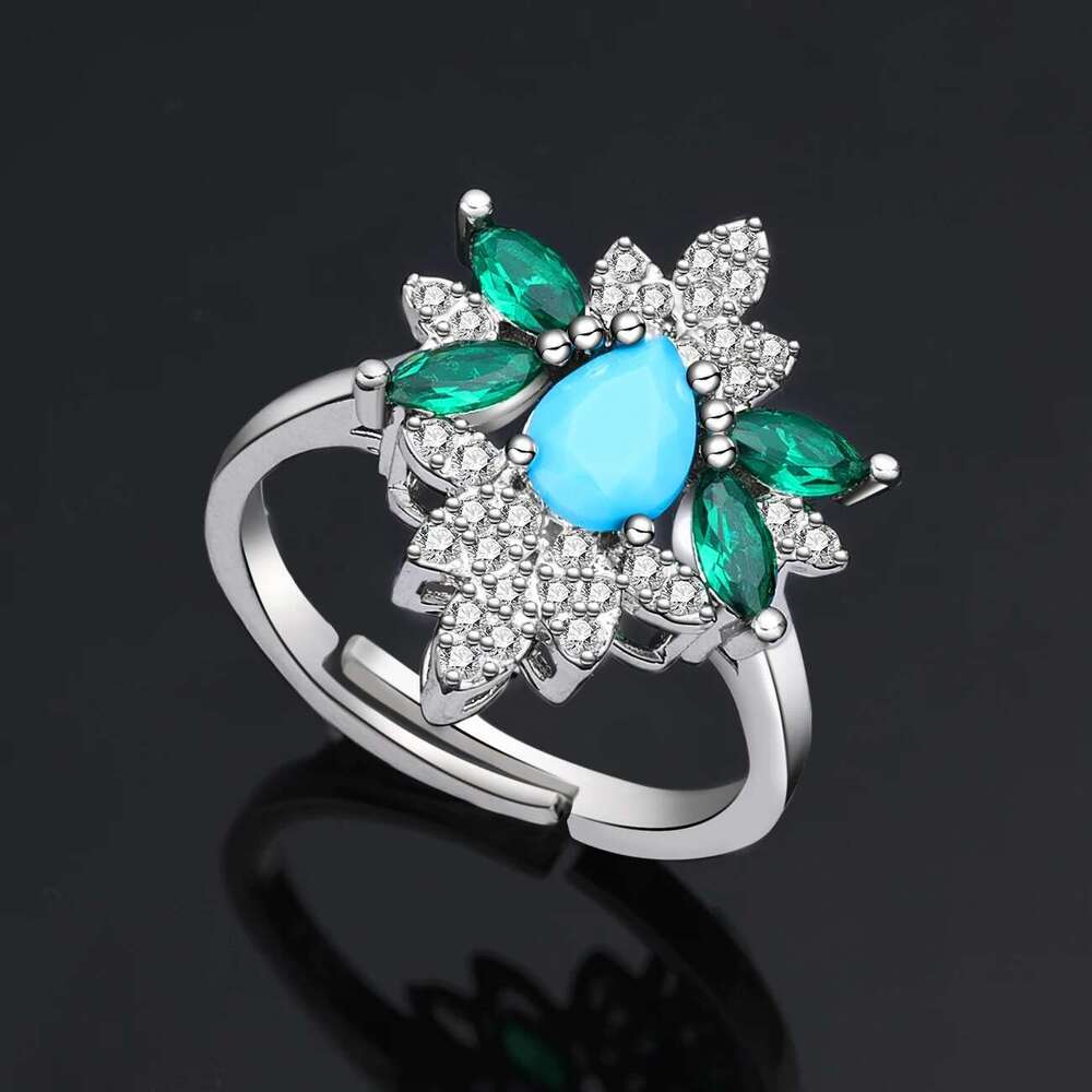 2025 New Exquisite Turquoise Dubai Jewelry Sets For Bridal Wedding Party 4 Pieces Set Accessories