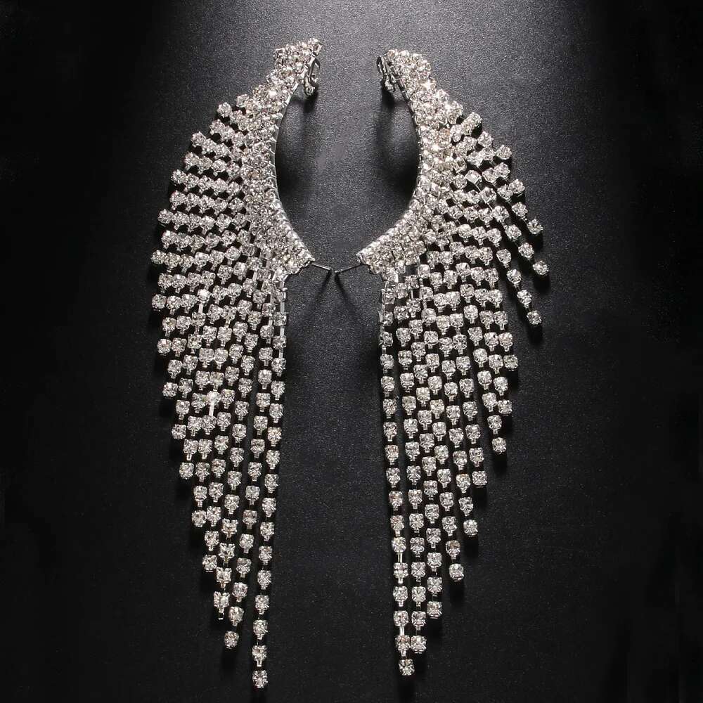 Stonefnas Long Tassel Clip Earrings No Piercing For Women Rhinestone Ear Cuff Unusual 2024 Trend New Women's Jewelry