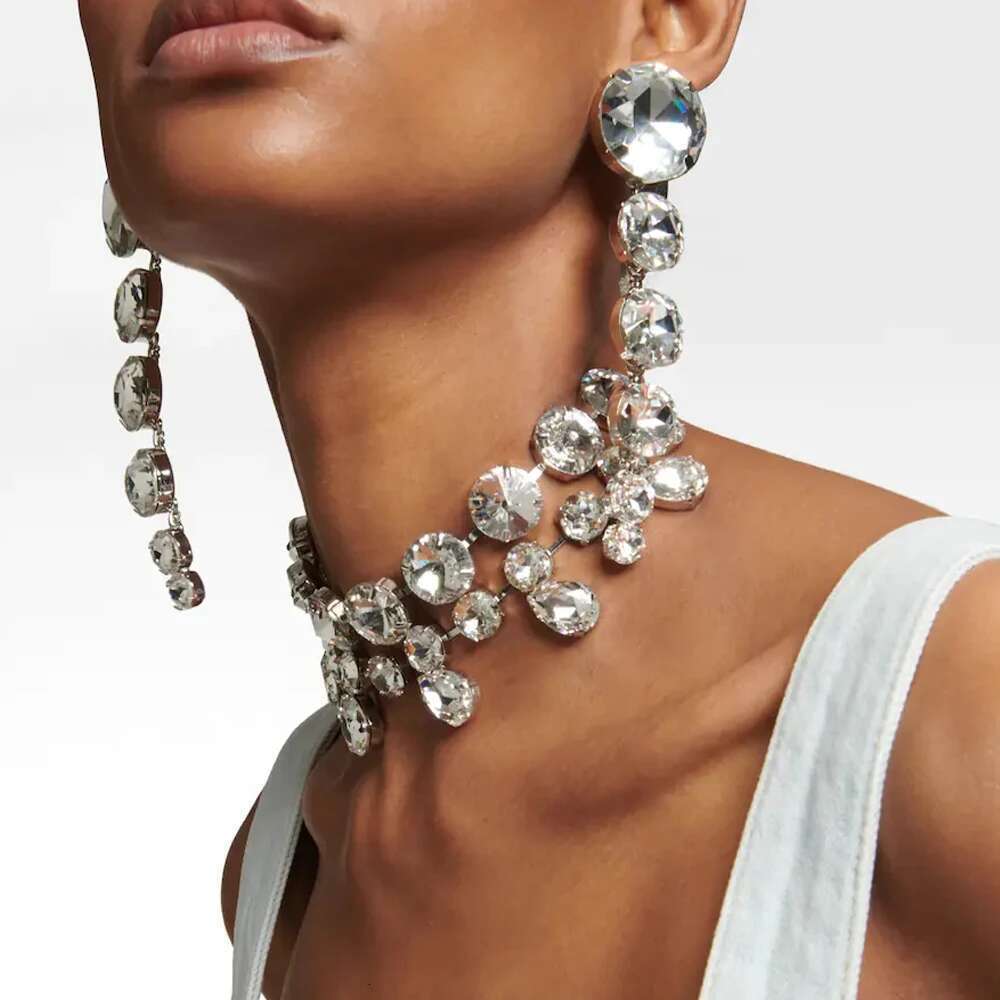 Stonefans Fashion Round Crystal Jewelry Sets Wedding Accessories Rhinestone Dubai Bridal Necklace Earrings Set For Women