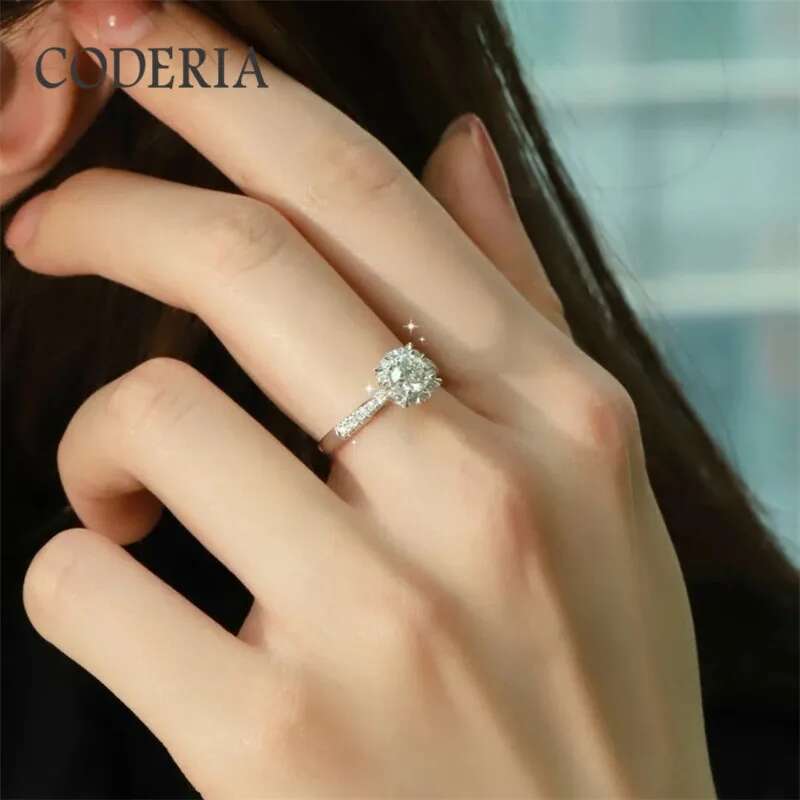 925 Sterling Silver Ring GRA Certified D Color Moissanite VVS Diamond 1 Carat Wedding Rings Engagement Jewelry