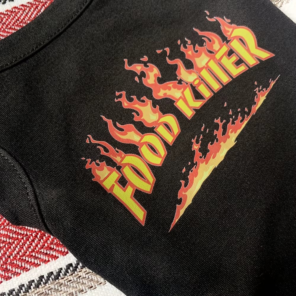 Pets Clothes Shirts, Cool Flame Letter Print Dog T Shirt Vest, Imitating Design Soft Breathable Trends Pet Apparel, Summer Dog Vest for Small Medium D